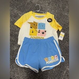 Pokemon outfit set shorts and tshirt new size small 6/7